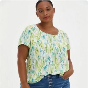 Torrid Cactus Print Southwest Button Back Blouse Size 4X